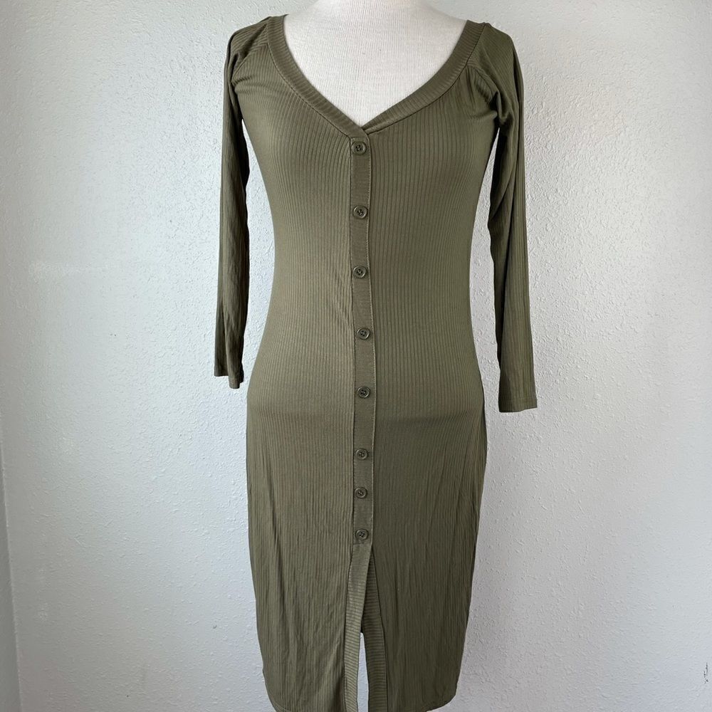 Cupshe Button Down Green Dress Size M EUC